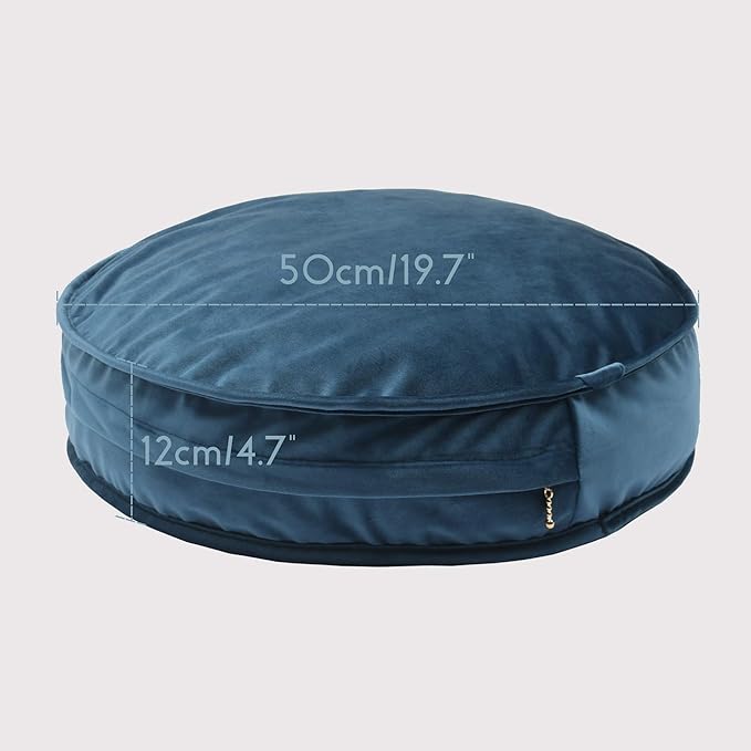 Velvet Floor Pillows Round Chair Cushion Couch Throw Pillow Soft Pouf Seat Mattress Bean Bag for Reading Nook Play Room (19.7",Teal)