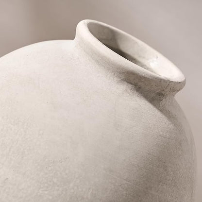 Ceramic Flower Vase, 6.22 Inch Rustic Farmhouse Vase Home Decor, Handcrafted Vintage Pottery Vase, Small Terracotta Vases for Living Room, Table, Shelf, Fireplace, Off-White