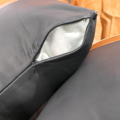LL LEATHER LOVERS Lambskin Leather Pillow Cover - Sofa Cushion Case - Decorative Throw Covers for Living Room & Bedroom, 14x14 Inches - Black & Tan Crunch Pack of 2