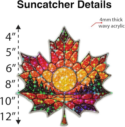 Autumn Sunset Leaf Acrylic Suncatcher, Window Hanging Sun Catcher Ornament, Crystal Prism Light Catcher Decor, Sunlight Window Decor, Aesthetic Home Decor Gift