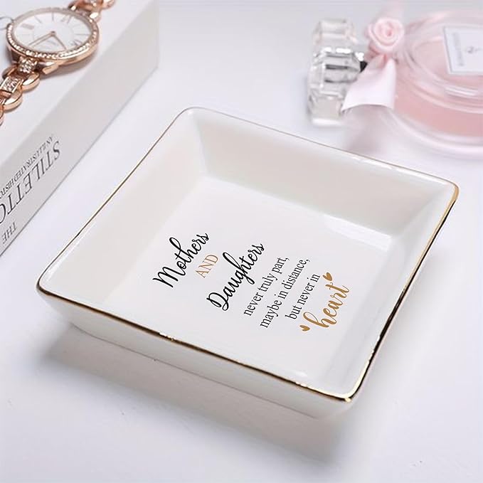 LADY&HOME Friendship Gifts for Women Ceramic Ring Dish Birthday Christmas Gift for Best Friend Decorative Jewelry Tray (Not Sister)
