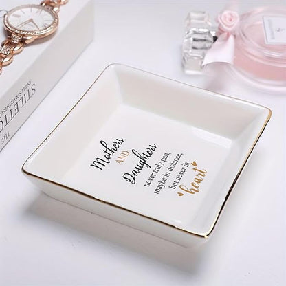 LADY&HOME Friendship Gifts for Women Ceramic Ring Dish Birthday Christmas Gift for Best Friend Decorative Jewelry Tray (Not Sister)