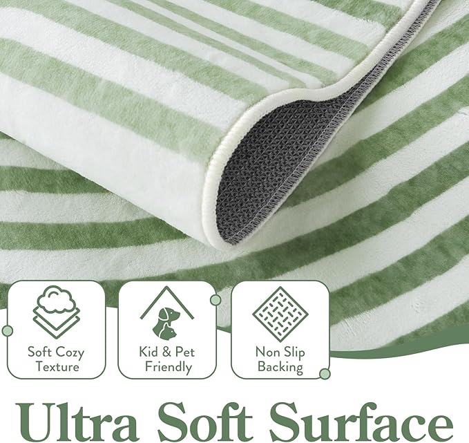 Moynesa Machine Washable 6x9 Area Rugs for Living Room, Ultra-Thin Soft Boho Abstract Bedroom Rug Non Slip, Mid Century Modern Green Large Indoor Carpet for Office Classroom Playroom