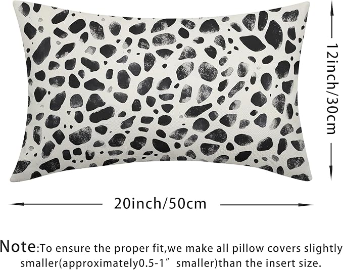 Polka Dot Pillow Covers 12x20 Set of 2 Decorations Black Cream Throw Pillow Covers Boho Decor Brush Strokes Pillowcases Modern Trendy Pattern Farmhouse Soft Cozy for Sofa Bed Home Decorative