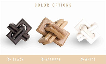 Boho Wooden Chain Links Decorative Object for Coffee Table & Shelf | Handmade Mango Wood Knot Sculpture Rustic Modern Arch Décor for Living Room, Entryway, Console, Office Home Accent (Natural)
