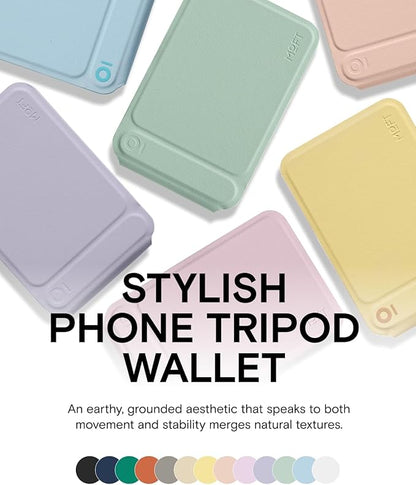 MOFT Phone Tripod Wallet for iPhone, Mulit-Angles, Lightweight & Portable Phone Stand, MOVAS Vegan Leather Magnetic Wallet, Strong Magnets, NFC Card Holder,Travel Essential, Peony (with Card Slot)