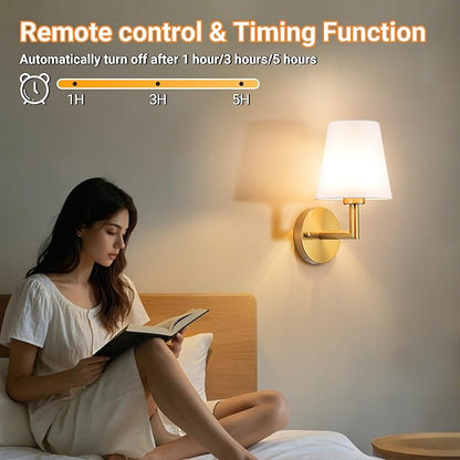 Battery Operated Wall Sconces Set of 2, Wireless Wall Light with 10000mAh RGB Dimmable Magnetic Bulb, Rechargeable Wall Sconce with Remote Control for Bedroom Living Room