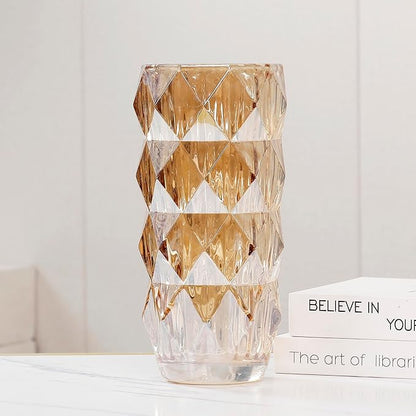Flower Vase for Decor Glass Gold Vase 11" Tall (Gold)