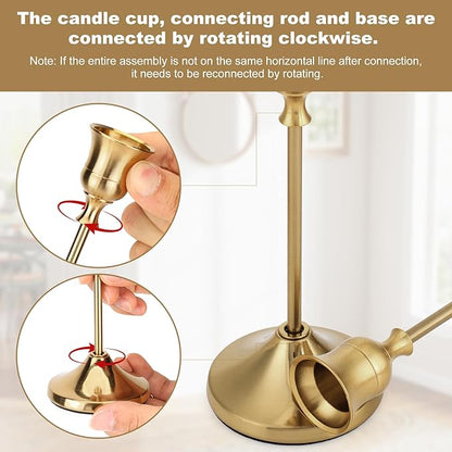 Candlestick Holders, 6PCS Metal Taper Candle Holder, Brass Gold Candle Holders for Candlesticks, Candle Holder for Wedding Fireplace Mantel Housewarming Gift