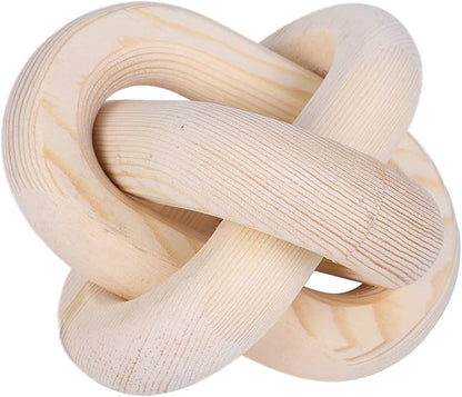 3-Link Wood Chain Link Decor, Coffee Bar Table Decor, Farmhouse Wood Chain Knot Boho Hand Carved Decorative Wood Link Chain for Entryway Dinning Table Bookshelf Tiered Tray Home Decor (Natural)