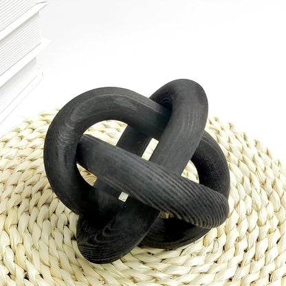 3-Ring Wooden Chain, Pine Wood Carving, Modern Home Minimalist Coffee Table Decoration, Living Room, Bedroom, Bookshelf, Porch Decoration(E)