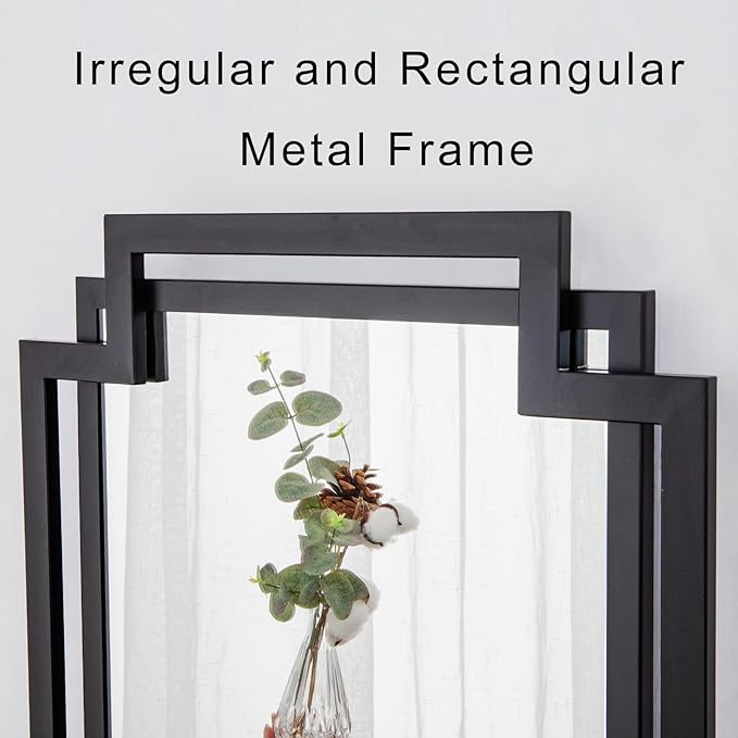 20" x 30" Wall Mirror for Living Room Decor, Irregular Black Mirror with Metal Frame, Elegant Decorative Mirror for Entrance, Dining Room, Home Office