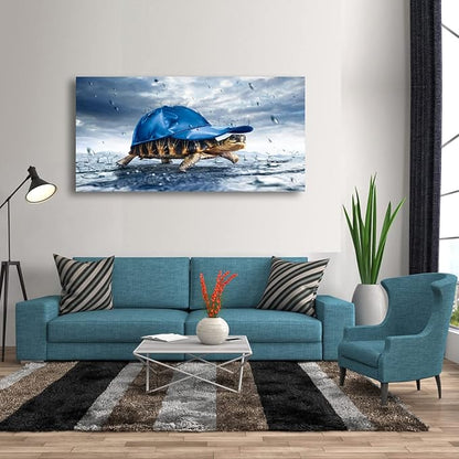 Lovely Sea Turtle Picture Canvas Wall Art for Bathroom Decor,Animal Canvas Print Paintings Artwork for Living Room Home Office Kitchen Wall Decoration,Stretched 20x40 inches Framed Ready to Hang