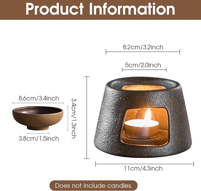 Ceramic Wax Melt Burner & Essential Oil Diffuser, Tealight Candle Holder for Home, Office & Spa