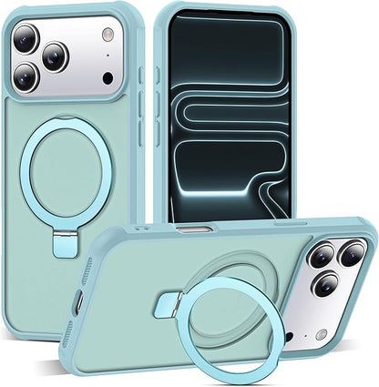 Compatible with iPhone 17 Pro Max Case with Invisible Magnetic O-Ring Stand Military-Grade Translucent Case for iPhone 17 ProMax 6.9" [Compatible with Mag-Safe][Great Grip Feeling], Blue
