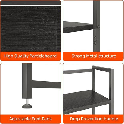 Desk Shelf with Drawer, 41.3" Desktop Organizer Shelf, Desk Hutch for Computer Monitor Max 32", 3 Tier Desktop Display Rack, Wooden Desk Top Bookshelf Storage Rack for Home Office Dorm, Black