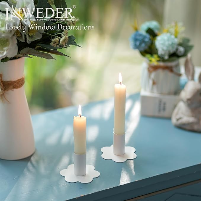 Candlestick Holders Taper Candle Holders: 6Pcs White Candle Holder for Table White Candlestick Holders Candle Sticks Holder Decor Home Flower Candle Holder Wedding Cute Small Candle Holders