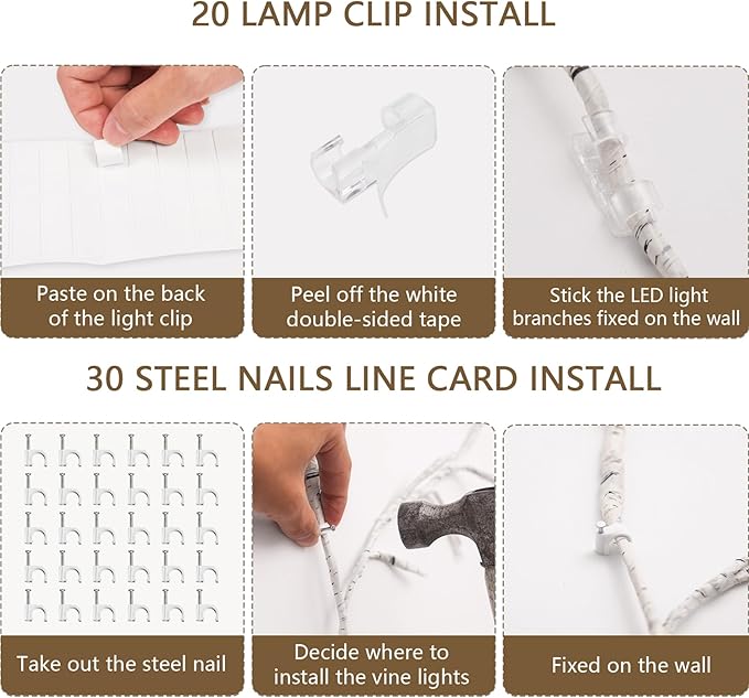 160LED Plug-In Vine Lights With Remote - Indoor Artificial Plants Flowers Tree Willow Decor for Walls, Bedroom, Living Room, Kitchen, Coffee Shop - Warm White (White)