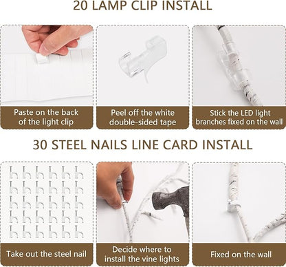 160LED Plug-In Vine Lights With Remote - Indoor Artificial Plants Flowers Tree Willow Decor for Walls, Bedroom, Living Room, Kitchen, Coffee Shop - Warm White (White)