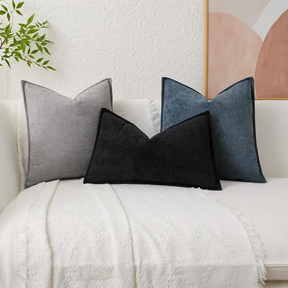 Kevin Textile Waterproof Decorative Pillow Covers Light Grey 24x24 Inch Pack of 2 Soft Boucle Textured Euro Pillowcases Elegant Accent Pillows for Couch Sofa Chair Bed Home Decor Indoor Outdoor