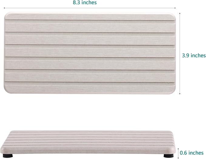 2 PCS Water Absorbent Diatomite Coasters Rectangle, Grooved Design, Water Absorbing Stone Used for Hand Soaps & Plants & toiletries in The Modern Home