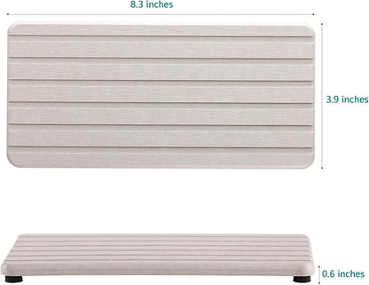 2 PCS Water Absorbent Diatomite Coasters Rectangle, Grooved Design, Water Absorbing Stone Used for Hand Soaps & Plants & toiletries in The Modern Home