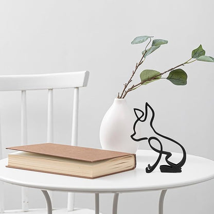 Marsrut Abstract Chihuahua Metal Dog Sculpture Minimalist Geometric Line Art Breed Wall and Table Decor Wire Art Statue for Living Room Home Office Desktop Ornament Decoration