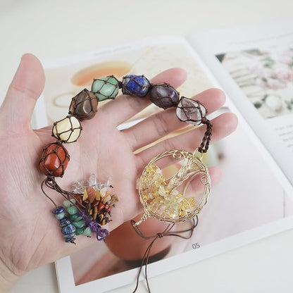 Anjiucc Handmade Crystal Window Car Hanging Ornaments 7 Chakra Home Ornament Yoga Meditation Car Decoration（A-Style 15）