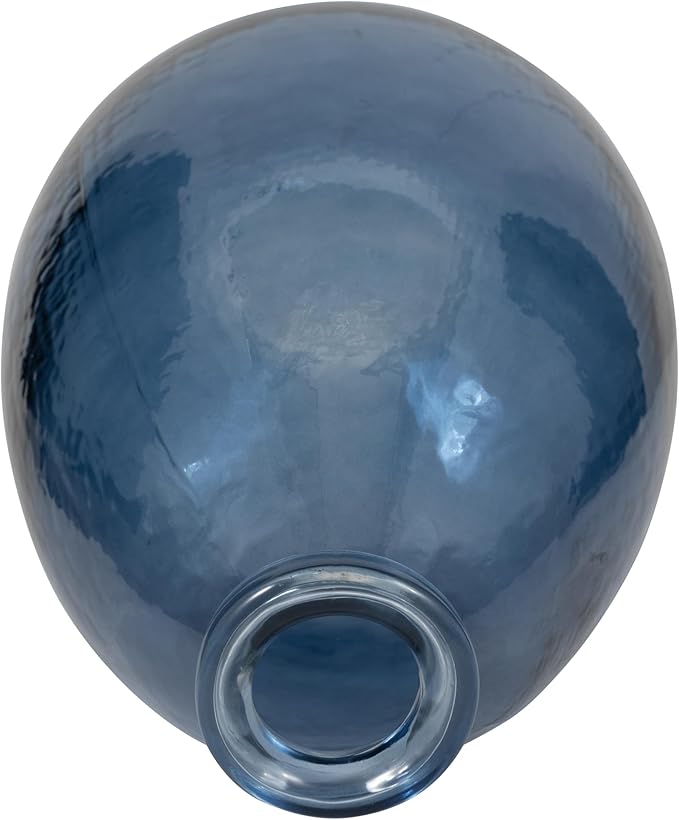 Sagebrook Home Blue Glass Balloon Vase 15" – Large Round Statement Vase for Home Decor