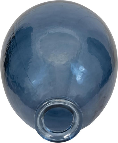 Sagebrook Home Blue Glass Balloon Vase 15" – Large Round Statement Vase for Home Decor