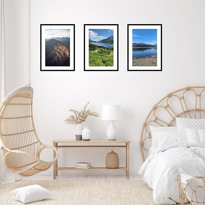 14x20 Picture Frame Set of 2 with 11x17 Mat, Display Photo 11x17 with Mat or 14 x 20 Without Mat, Wall Hanging Large 14 by 20 Poster Frame with Plexiglass, 2 Pack, Black