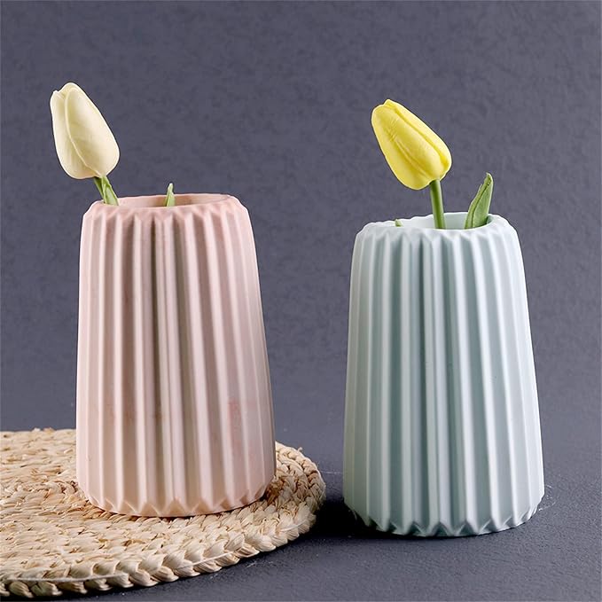 3D Vertical Stripe Vase Plaster Concrete Flower Pot Silicone Mold Succulent Planter Cement Clay Mold Pen Holder Mould