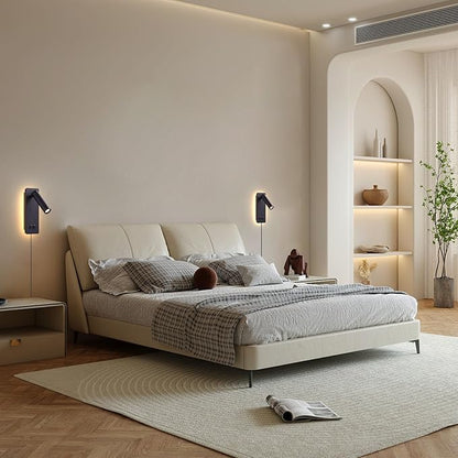 Wall Mounted Reading Light Set of 2, LED Headboard Reading Lamp with 3 Dimming，Bedside Wall Lamps with Plug in Cord, 350° Rotation Sconces Wall Lighting, 3W Spotlight+6W Backlight (Black)