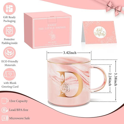 Valentines Day Gifts for Her, Anniversary Birthday Galentines Gifts for Women Mom Grandma Friend Sister Wife Teacher Coworker, Personalized Initial Customized Gift Monogrammed A-Z Coffee Mug 12 OZ(D)