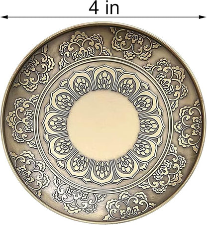 Brass Plate Incense Holder Set- 3 in 1 Incense Burner - for Smudging Bowl, Offering Bowl, Incense Burner Holder, Ash Catcher,Jewelry Dish