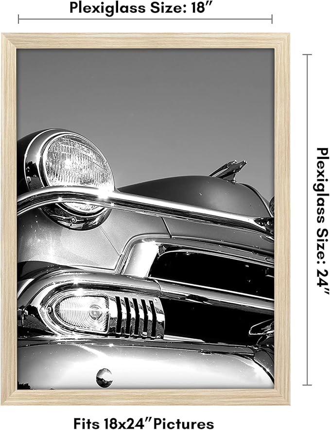 Americanflat 18x24 Poster Frame with Polished Plexiglass - Wide Picture Frames Made of Engineered Wood for Vertical or Horizontal Wall Display - Epic Collection - Natural Oak