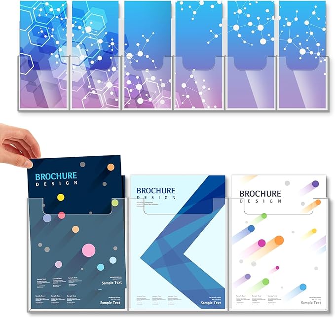 Sherr 2 Pcs Acrylic Brochure Pamphlet Holder Wall Mount 2 Sizes 9 Pocket Fits for 8.5" x 11" and 4" x 9" Brochure Magazine Holder Literature Multi Slot Wall Mount Combo Display Clear Flyer