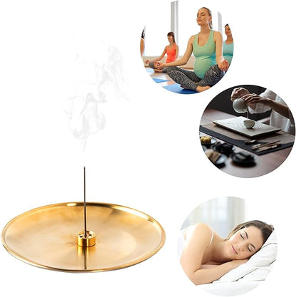 3 in 1 Incense Burner - 6.7 Inch Brass Incense Holder for Incense Sticks/Coil Incense/Incense Cones - Metal Gourd-Shaped Ash Catcher for Meditation Yoga Room Home Decor ZX11M