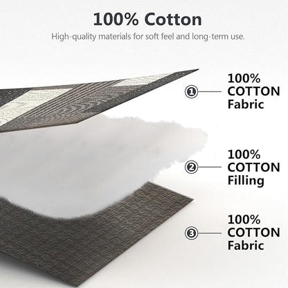 100% Cotton Quilt Set King Size - Plaid Quilted Comforter, Patchwork Striped King Quilt Bedspread, Modern Farmhouse Lightweight Bedding for King Bed, 3pcs, Charcoal/Gray/Taupe/Beige