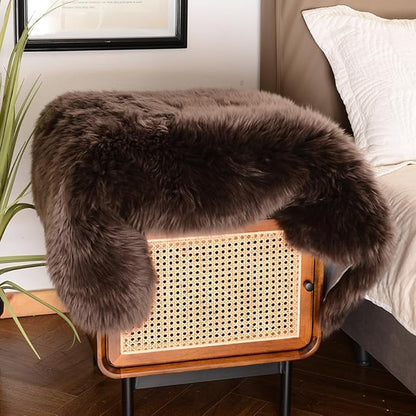 LLB Genuine Sheepskin Area Rug Wool Rug Fur Carpet Fluffy Shaggy Fur Rug for Living Room Kids Bedroom Real Sheepskin Throw Lambskin Rugs Sofa Chair Seat Covers (Chocolate Brown, 2 x 3 ft Sheepskin)