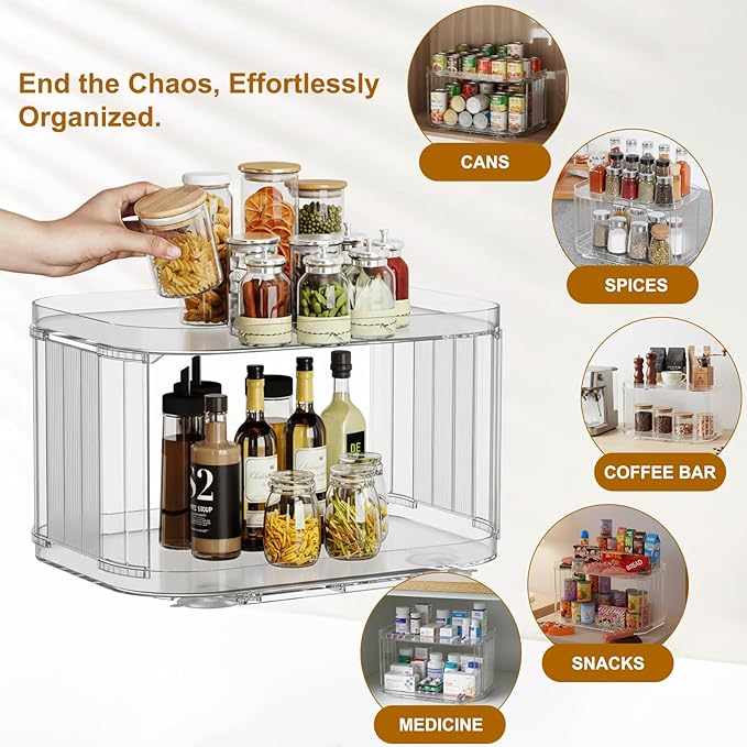 Lazy Susan Organizer for Refrigerator (2 Pack)