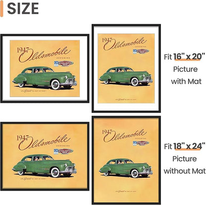 upsimples 18x24 Picture Frame Set of 5, Display Pictures 16x20 with Mat or 18 x 24 Without, Wall Gallery Poster Frames, Black