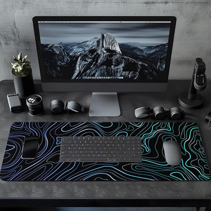 UJoowalk Topographic Mouse Pad Large, Gaming Mouse Pad, XL Mousepad, Keyboard and Mouse Pad, Desk Mat, 31.5 x 11.8 in, Black White Minimalist Contour for Office