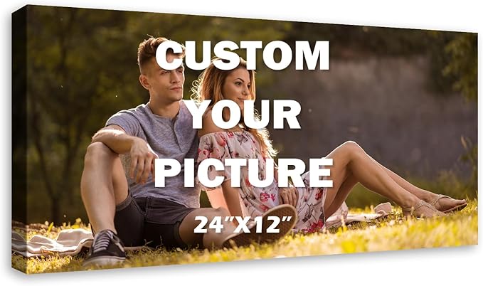 YYYYHPP Canvas Prints with Your Photos, Personalized Photo to Canvas Wall Art,Canvas Printing for Wedding, Family, Baby, Pets, Home Office Decor, Wrapped Frame 24"x12"
