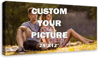 YYYYHPP Canvas Prints with Your Photos, Personalized Photo to Canvas Wall Art,Canvas Printing for Wedding, Family, Baby, Pets, Home Office Decor, Wrapped Frame 24"x12"