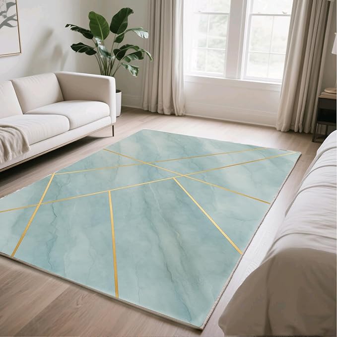 Minimalist Marble Rug - 3x4 Rug, Abstract Line Marble Outdoor Rugs, Modern Geometric Entryway Rugs, Washable & Non Slip Carpet Home Decor