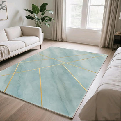 Minimalist Marble Rug - 8x10 Area Rugs, Abstract Line Marble Living Room Area Rugs, Modern Geometric Bedroom Rug, Washable & Non Slip Large Carpet Home Decor
