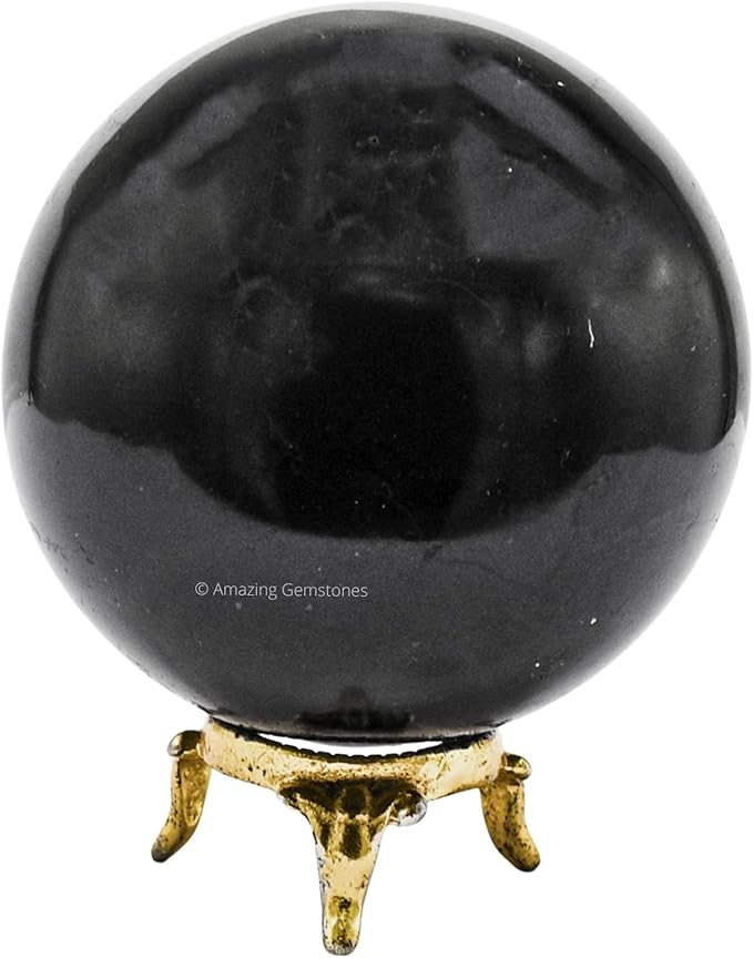 Amazing Gemstone Black Tourmaline Crystal Ball with Stand - 3" Inches Large Crystal Sphere Meditation Balls for Witchcraft and Decorative Balls