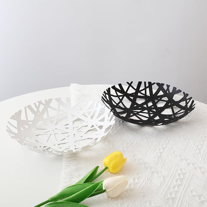 IBWell Fruit Bowl, Integrated High end Modern Home Creative Fruit Basket for Counters, Kitchen, Countertop, Home Decor(White)