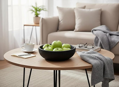 Aotea Crafts - Concrete Black Fruit Bowl for Kitchen Counter - Decorative Modern Industrial, Minimalist Fruit & Centerpiece Bowl - Sealed & Durable - Handcrafted -10 inch